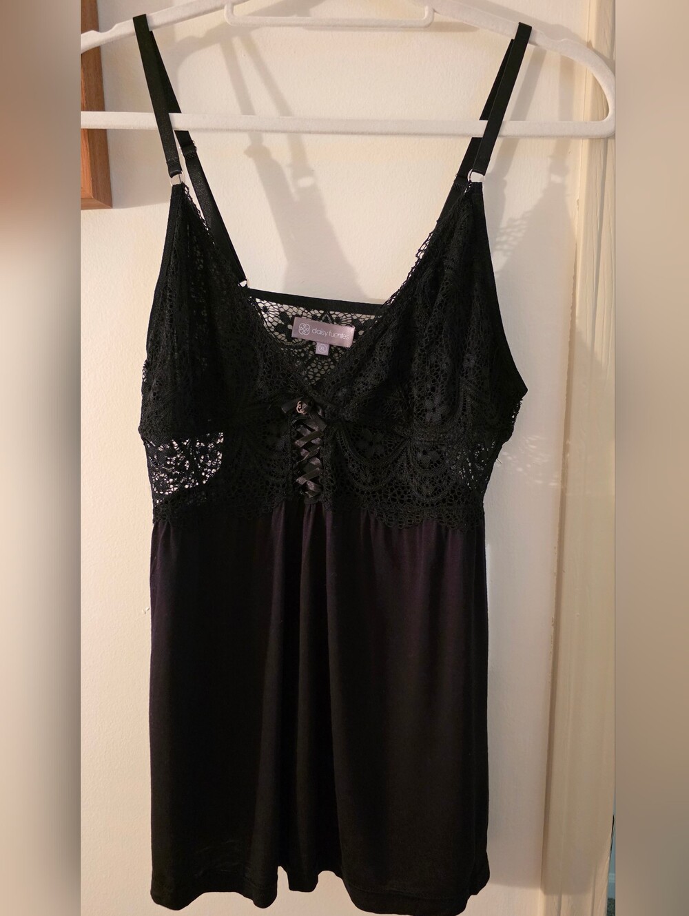 Black Lace-Front Sleep Chemise
